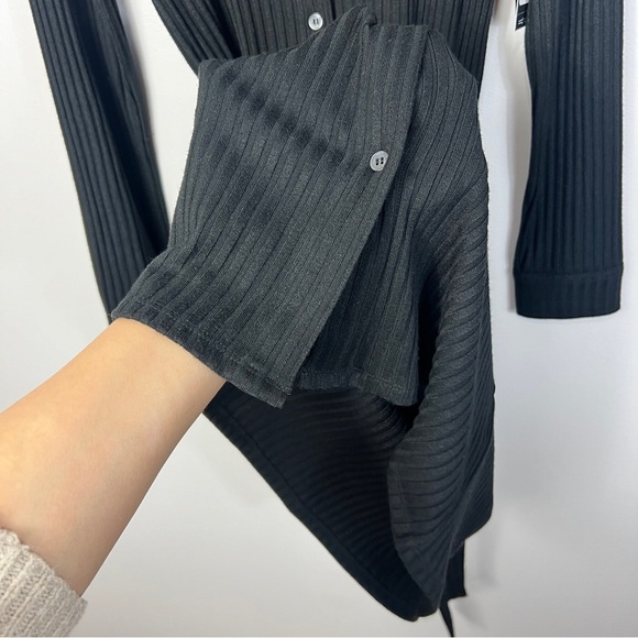 Liverpool Los Angeles Black Button Front Ripped Knit Shirt Dress women size S - Picture 9 of 12